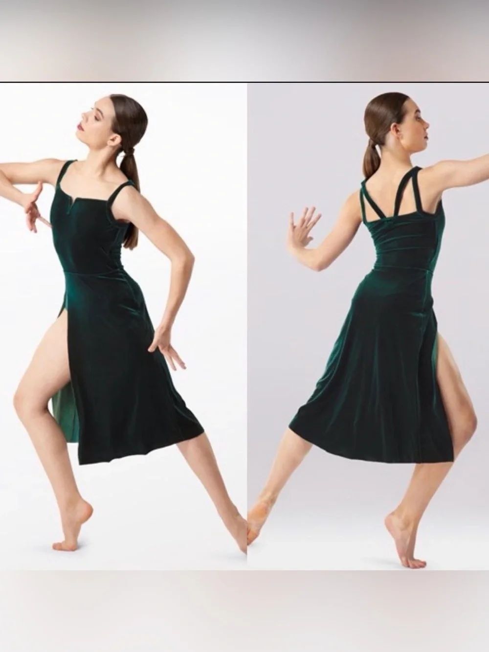 WEISSMAN Elite Dance green velvet lyrical dress Costume No Fool D12212 MA adult